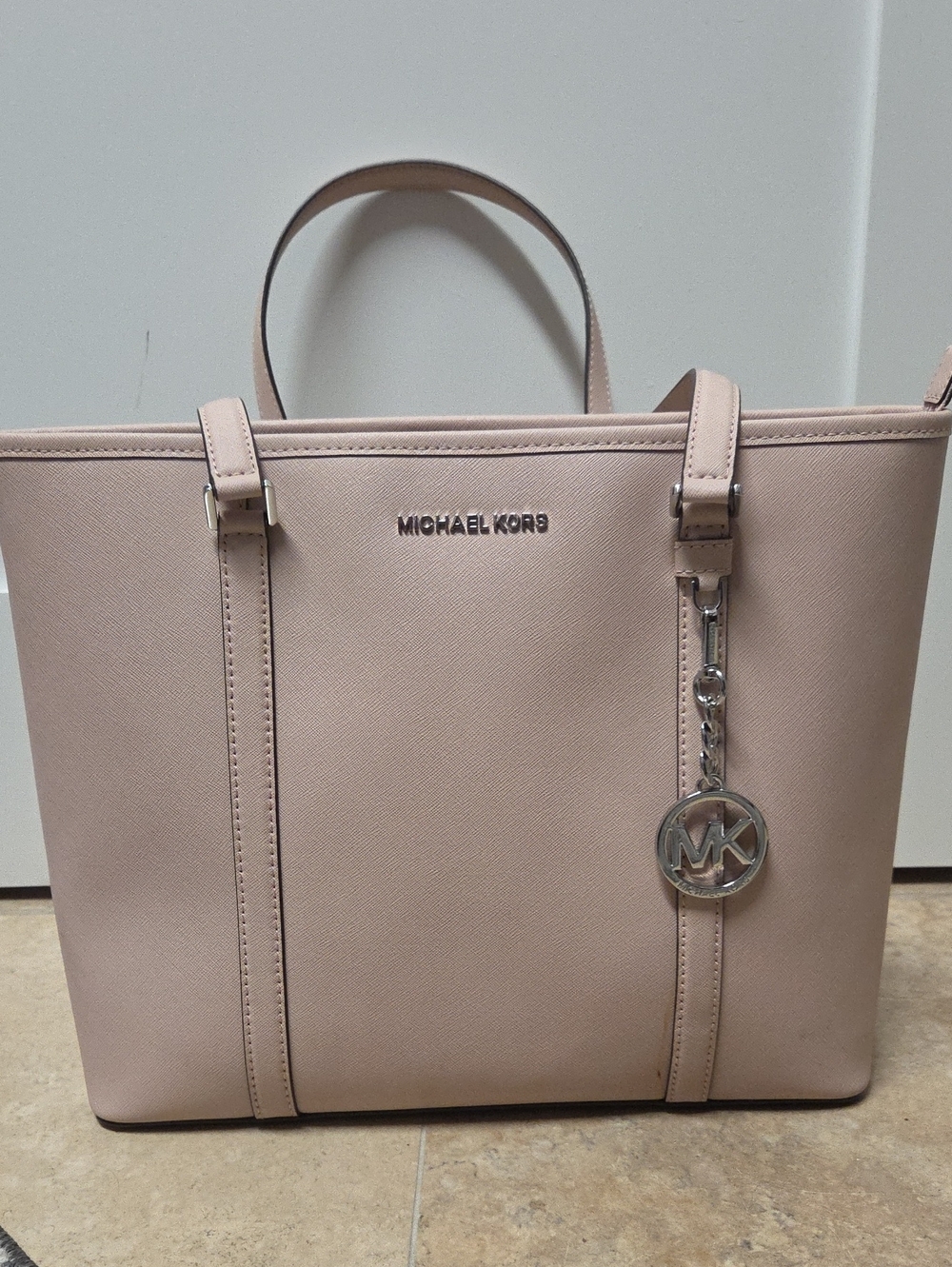 Michael Kors Blush Pink Saffiano Tote with MK Charm